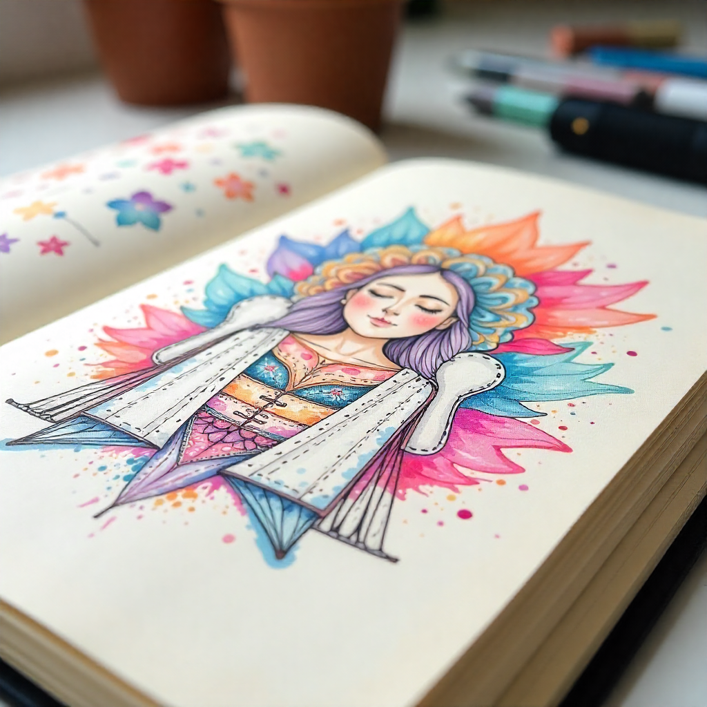 Mindfulness konstjournal med material